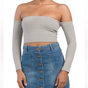 NWT!  Susana Monaco Adorable Crop Knit Top in Fabulous Gray